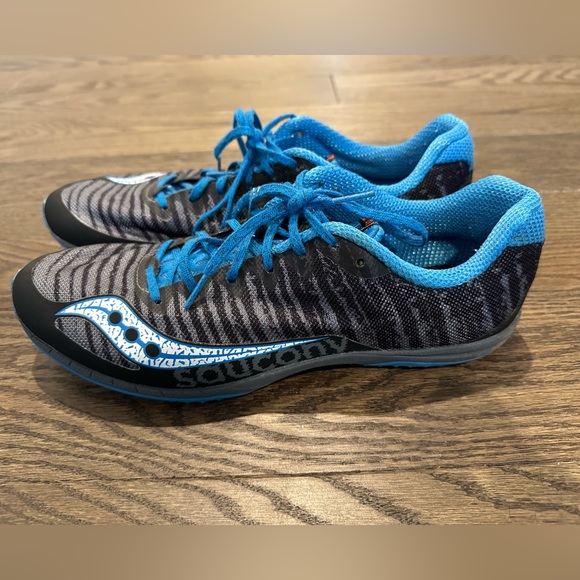 Saucony Kilkenny XC Track Running Shoes Mens Size 10.5 Black Blue Canvas Spikes - Picture 2 of 9